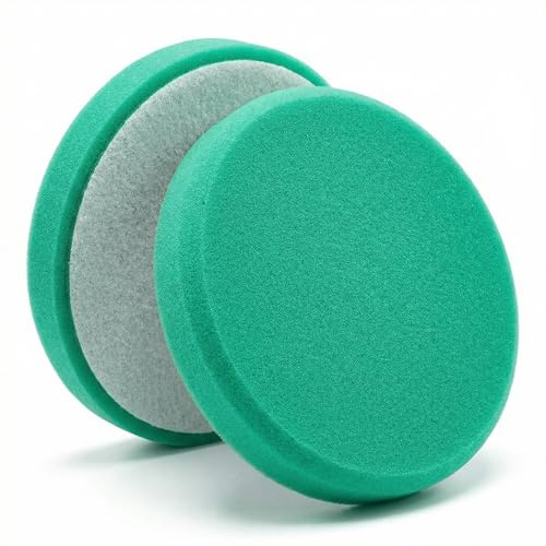 QWORK® 2-pack grön poleringsskumdyna 150 mm (6 tum), sammansatt polerande svampkuddar, perfekt för slipning, polering och vaxning