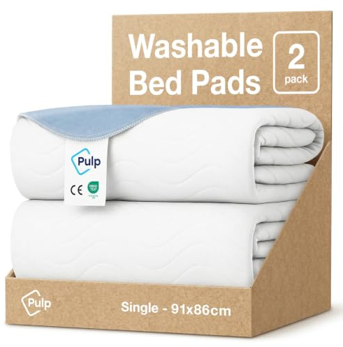 2 x PULP Essential Washable Incontinence Bed Pads | For Single Beds | Maximum Absorbency 100% Leakproof Kylie Sheets | Reusable Waterproof Bed Wetting Sheets For Adults, Children & Babies