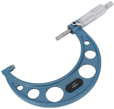 ASHATA Micromètre Extérieur de 3 à 4 Pouces, Enclume en Carbure de Tungstène Ultra Dur et Poignée de Broche à Cliquet, Graduation de 0,0001 , +/- 0,0001