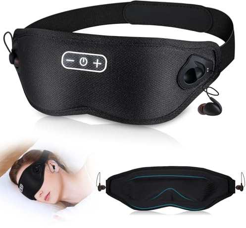 Eye Mask for Sleeping, 3D Sleep Eye Mask with Headphones Built-in White Noise, Breathable Sleep Mask for Traval, Blackout Contoured Eye Cover with Comfortable Adjustable Strap for Wome Men