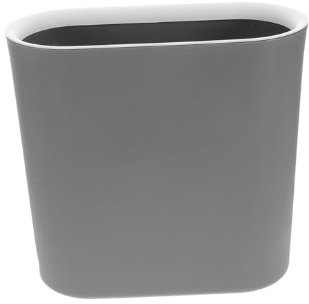 LOLIPPYY Cestino Della Spazzatura a Forma Allungata Anello Pressante Grande Capacità Per Spazi Stretti in Plastica Per Bagno, Cucina e Camera Da Letto Senza Coperchio Ventilato Colore Grigio