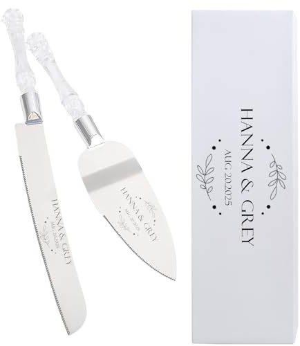 toyofmine Ensemble de serveurs de couteaux à gâteaux, couteau à couverts et pelle à gâteaux avec design,Ensemble de Couteau Et Serveur de Gâteau de Mariage (Type 6)