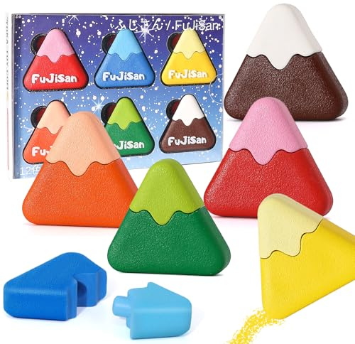 XIAPIA Wachsmalstifte ab 1 Jahr, UNGIFTIG & FLECKFREI für Kleinkind 11 Farben 300g Pack, Fuji-Berg Babymalstifte Leicht zu Greifen, Buntstifte Spielzeug Geschenk zum Geburtstag für Junge Mädchen