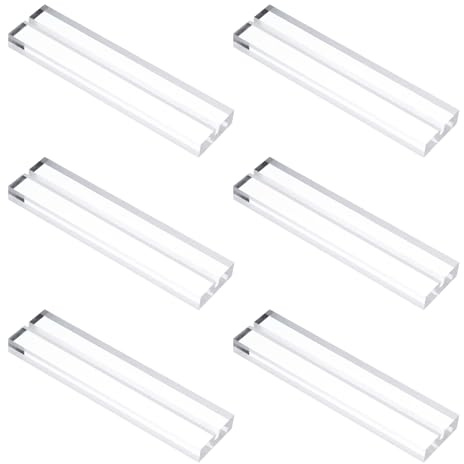 PATIKIL 6 Piezas Portatarjetas 4.7 Soporte Acrílico Soporte 120 X 30 Mm | Transparente Portanombres Cuadrado, Para Números De Mesa, Para Bodas, Con Ranura De 1/8, Para Exhibición
