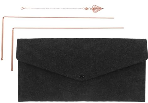 HOODANCOS Tige de Radiesthésie Laiton avec Cristaux Baguette Sourcier Haute Sensibilité pour Recherche Eau Or et Esprit Équipement Léger Portable avec Pochette Feutre pour Chasse Trésor
