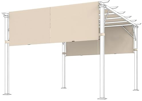 Outsunny Copertura per Pergola Gazebo da 3x3.6 m, Telo per Gazebo in Poliestere 180g/㎡ con Tasche e Cinghie per Aste, UV30+, Solo Copertura, 548x122 cm, Cachi