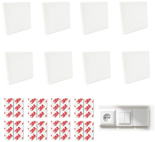 Copertura per presa, 8 pezzi, copertura per interruttore, colore bianco, copertura cieca da incasso, per prese o interruttori inutilizzati