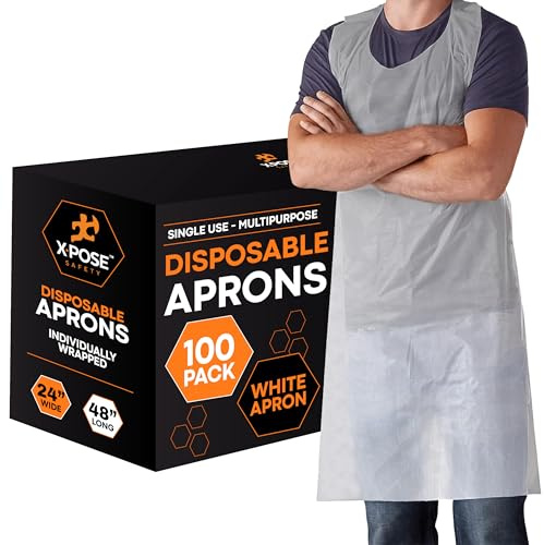 Xpose Safety Einweg-Schürzen, Polymer, Weiß, 1 Box (100 Stück)