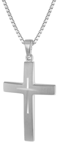 trendor Silber Kreuz mit Kette für Herren 60705 | Herrenkette mit Kreuz-Anhänger, modische Geschenkidee, zeitloser Herrenschmuck, Lieferung in Geschenkbox