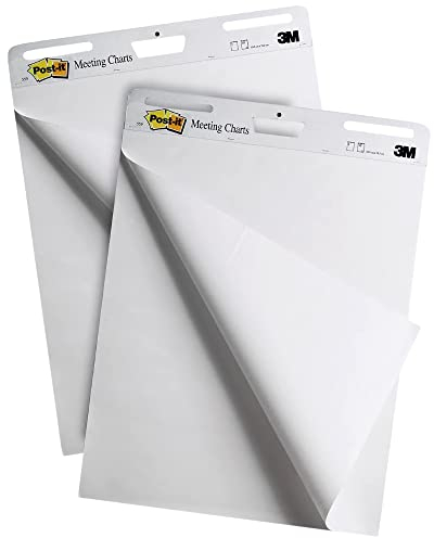 Post-it Super Sticky Meeting Chart, Weiß, unliniert, 2 Blöcke, 635 mm x 762 mm + 4 Blöcke Meeting Notes GRATIS