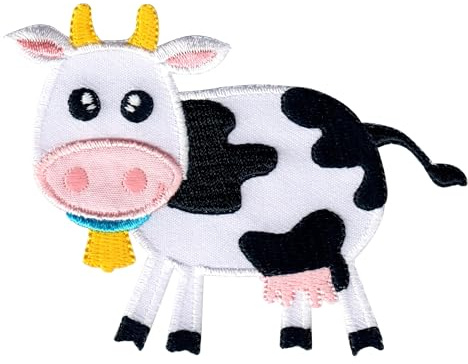 PatchMommy Kuh Aufnäher zum Aufbügeln für Kinder, 6,35 x 9 cm | Gesticktes Bügelbild, Patch & Applikation für Baby- und Kinderkleidung & Rucksäcke – zum Aufbügeln oder Aufnähen