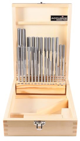 Accusize Industrial Tools 29 Pc 1/16'' to 1/2'' by 1/64'' H.S.S. Chucking Reamer Set, Straight Flute, Right Hand Cut, 5500-SF00