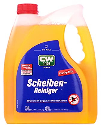 DR. WACK - CW1:100 Super Scheibenreiniger Fertig-Mix 2,8 l - 1:1 Konzentrat mit Antikalk-Formel - Reiniger für Scheinwerfer- & Scheibenwaschanlagen - bis zu 5,6 l Flüssigkeit - Hochwertige Autopflege
