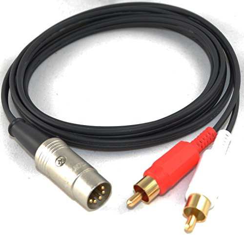 5 Pin DIN to 2 x RCA Phono Plugs Gold 2 Metre Interconnect Cable for Naim/B&O by CoolNovelties