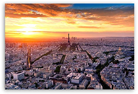 ge Bildet Bild auf Leinwand | View of Paris - Frankreich in 30x20 cm als Wandbild | Wand-deko Dekoration Wohnung modern Bilder | 1015