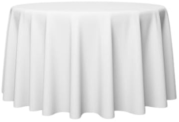 Gastro Uzal Damast Tischdecke Größe wählbar - Gastro Edition Weiss Rund Sanforisiert Tischdecke aus 100% Baumwolle (Ø 160 cm)