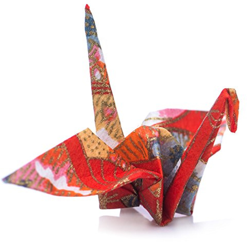 Japanese Origami Cranes - Pre-Folded Pack of 10 in Red Washi Paper - zen minded