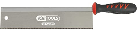 KS Tools 907.2510 - Sega per lavori di finitura, 250 mm, 2 angoli di taglio 13TPI, impugnatura bi-materiale, colore: Bianco