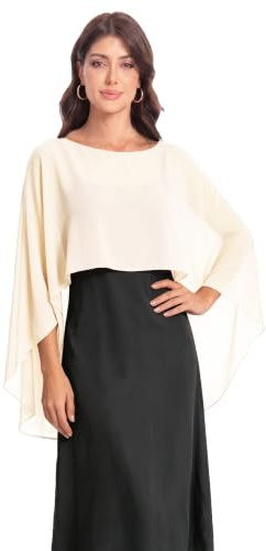 Baoqiya Damen-Capelett-Schals und Wraps für Abendkleider, weicher Brautjungfern-Schal, Chiffon-Umhang, Hochzeitsvertuschung, Blass Champagner, Einheitsgröße