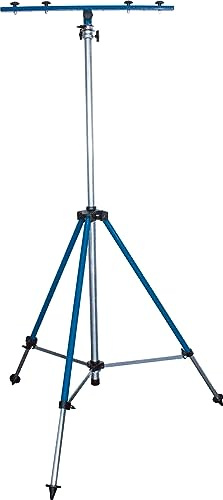 as - Schwabe Stativ für Baustrahler Arbeitsleuchten - Flutlicht Stativ | höhenverstellbar 1,3 m bis 4,6 m - Teleskop Stativ mit 40 kg Tragkraft - extrem robust - inkl. Tragetasche + Sicherung, 46758