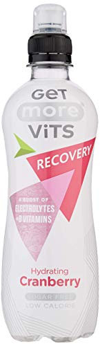 Get More Vits - Sports Recovery & Hydrating Cranberry Flavoured Spring Water (12 x 500ml), Electrolytes, B Vitamins, Sugar-Free, Low-Calorie, Boosts Energy, Natural Flavours, Vegetarian, Vegan