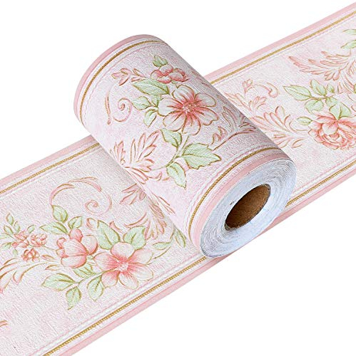 Yoillione Bordi per Carta da Parati Floreale, Bordi Adesivi Decorativi Bordo Autoadesivo, 3D Lavabile Impermeabile Rimovibile Greche Adesive per Pareti per Cucina Soggiorno Bagno 0.1x5m