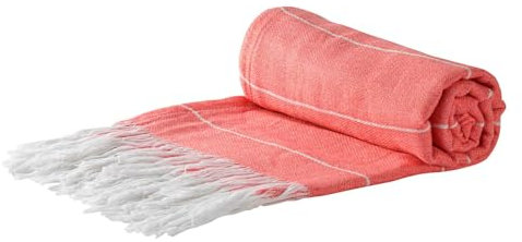 Nicola Spring Turkish Cotton Bath Towel - 173 x 92cm - Cantaloupe - Pack of 1 - Lightweight & Absorbent Large Adults Drying Beach Towel Bathroom Gym Cloth Sauna Hammam Shower Sheet