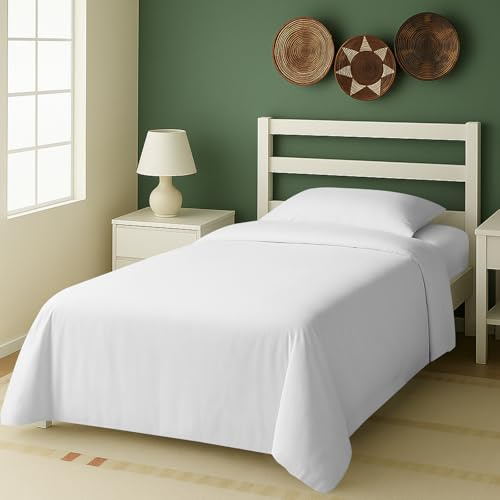 Pizuna Bettwäsche 160x210 + 65x100 Baumwolle Weiß 400 Fadenzahl | 2-Teilig 100% Langstaple Baumwolle Bettbezug und Kissenbezug, Mako Satin Bettwäscheset 160x210 + 65x100 Mako Satin