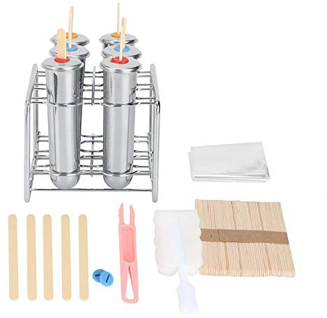 MAGT Eisformen Eis am Stiel, 6 Stück Edelstahl Eisform Popsicle Formen Sicherheit Double Groove Runde Tasse Eis am Stiel Formen