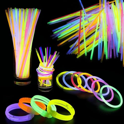 WedDecor Glow Sticks Party Pack 8 Mixed Color Light Sticks to make Neon Necklace Bracelets Wrist Band Eye Glasses for Birthday, Anniversary, Party Supplies, 15pcs