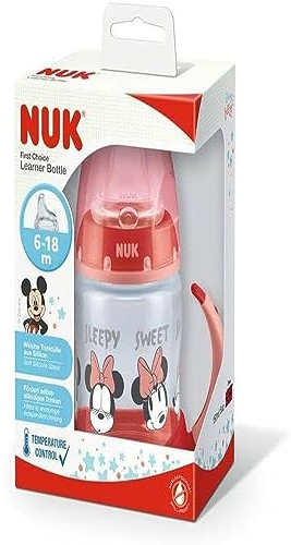 NUK Disney First Choice - Bicchiere da apprendimento | 6-18 mesi | Controllo della temperatura | Becco in silicone a prova di perdite | Ventilazione anticolica | Senza BPA | 150 ml | Minnie Mouse