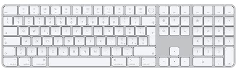 Apple Magic Keyboard avec Touch ID et pavé numérique : Bluetooth, Rechargeable. Compatible avec Les Ordinateurs Mac dotés d’Une Puce Apple ; Italien, Touches Blanches