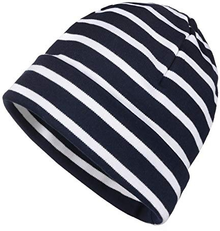 modAS Mütze Maritime Rollmütze Unisex für Kinder und Erwachsene – Ringelmütze Baumwollmütze mit Streifen in Royal/Weiß bis 52 cm Kopfumfang (Kleinkind)