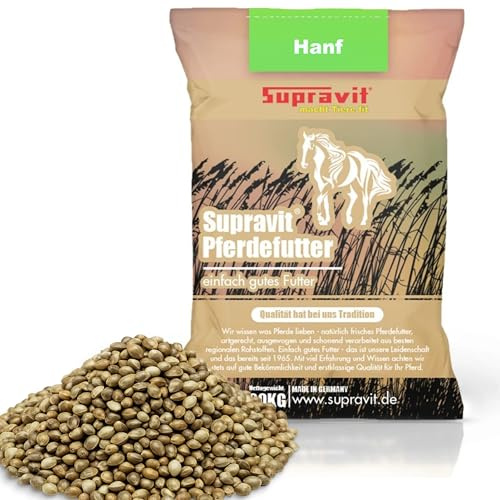 Supravit Hanfsamen 20kg | 100% Hanfsaat als Zusatzfutter | für Pferde | Futterhanf reich an Vitaminen und Aminosäuren | Hanf aus deutscher Landwirtschaft