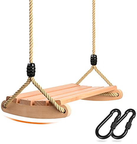 Holz Schaukelsitz, Schaukel Holz für Erwachsene und Kinder Schaukel Garten mit Einstellbares Seil Innen und Außenschaukeln Holzschaukel Outdoor Schaukelbrett Erwachsene bis 100 kg