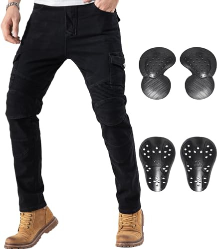 Motorcycle Pants for Men with CE Level 2 Armor, Protective Riding Jeans, Durable Stretch Denim for Adventure Touring & All Season