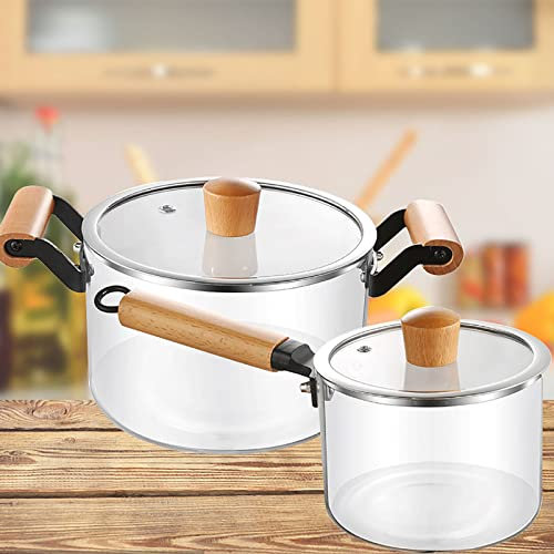 Cazo De Vidrio Olla De Sopa Olla De Cocina De Vidrio Antiadherente Resistente Al Calor Transparente Olla De Cocina con Tapa Cubierta para Pasta, Sopa, Cereal, Fruta, Etc.,B (B)