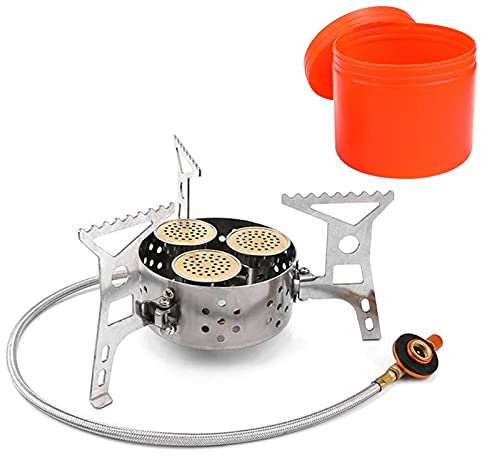 Réchaud de camping 9000W mini cuisinière de camping portable cuisinière à gaz haute puissance 3 tête coupe-vent touristique forte brûleur de gaz de gaz de plein air extérieur propane gril Chauffe-tent