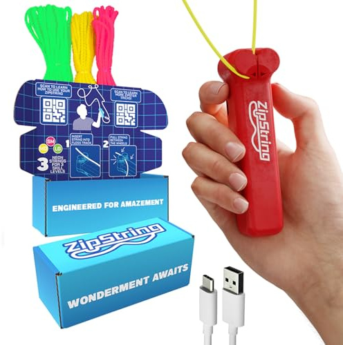 ZipString String Rope Launcher, Viral Fidget Toy, Red | Viral Handheld String Launcher for Indoor & Outdoor Fun, Cool Fidget Toy for Kids & Adults, Red