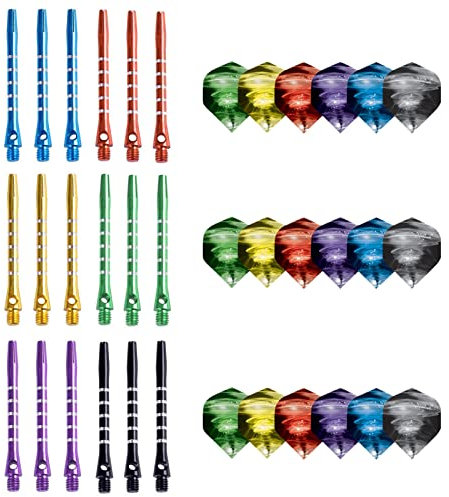 Bncxdc dartpfeile mit kunststoffspitze, 18Sets dartspitzen kunststoff, mittlere Dart-Schäfte, universelle Metall-Dart-Stiele, Dart-Flights, verschiedene Dart-Zubehör-Kits, 2BA-Gewindewurf, bruchsicher