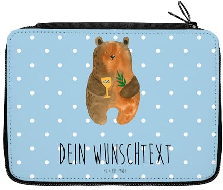 Mr. & Mrs. Panda Personalisierte Federmappe Bär Konfirmation - Geschenke, PersonalisierteS Federmäppchen, Teddy, Stifterolle, Kirche, mit Namen, Evangelisch, Gottesdienst
