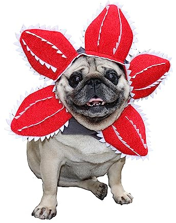 ceepdoogle Costume per cani, copricapo Demogorgon per animali domestici, cappello spaventoso con design floreale, cappello per Halloween per gatto e cane, grazioso cappello per cosplay fai da te,