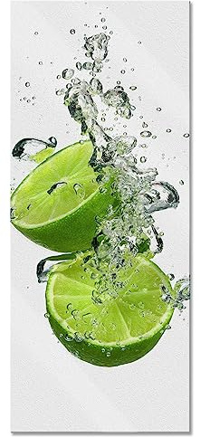 Pixxprint Glasbild Panorama, Wandbild aus Echtglas, Leckere grüne Limetten im Wasser, 100x40 cm, inkl. Aufhängung und Abstandshalter