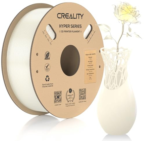 Creality Hyper ABS Filament, Weiß Filament 1.75mm Hyper ABS 1KG, 3D Drucker Filament ABS Maßgenauigkeit +/- 0.03mm, 3D Druck Materialien für die Meisten 3D Drucker, 2.2lbs/Spool