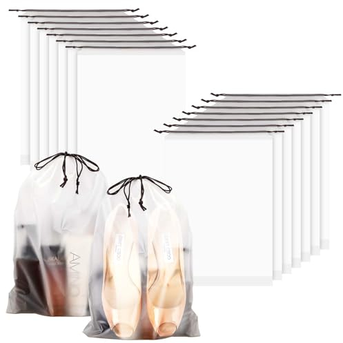 Royouzi 14 StüCk Schuhbeutel Reise, wasserdichte Kordeltasche, Transparente Schuhtasche Mit Zugband, Multifunktionale Aufbewahrungstasche Mit Kordelzug Reise ZubehöR.