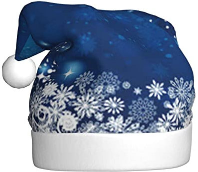 VAGILO Blaue Weihnachtsmütze, Schneeflocke, festliche Winterferien, Weihnachtsmütze, lustig, warm und plüschig, für Büro und Außenbereich, Party-Kappe