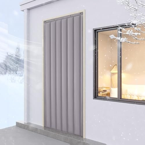 Thermo Türvorhang,Verdickter Wärmeschutzvorhang Für Türen,Winddichter Schalldichter Isolierter Türvorhang Mit Schließautomatik,Thermovorhänge Kälteschutz Winter,Isoliervorhang Gegen Kälte Und Hitze (