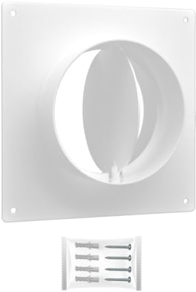 H&C VENT Wandflansch für Klima & Lüftungssystem - Wand Flansch, Rohrverbinder & Wandanschluss - Schlauch Adapter für Abluftschlauch, Lüftungsschlauch, Klimaanlage (Mit Ventil I Wand, Ø 150 mm)