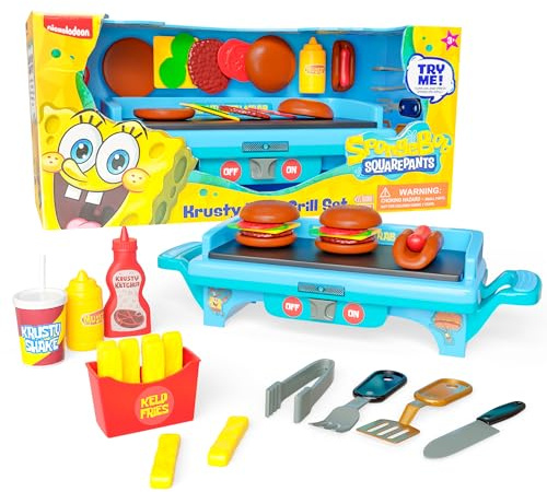 Spongebob Squarepants Kids Grill Playset - Toy Kitchen Sets with Cooking Toys, Kitchen Playset for Kids Ages 6-10, and Pretend Play Kitchen