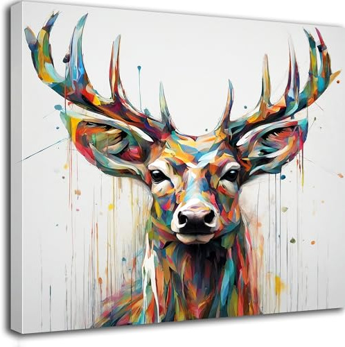 Hirsch Wandbilder auf Leinwand - modern, klassisch, künstlerisch, außergewöhnlich - verschiedene Motive und Formate (Hirsch 4, 30 x 30 cm)